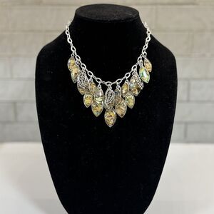 Premier Designs Jewelry Necklace Monterey Abalone Shell Bib‎ 16-20"